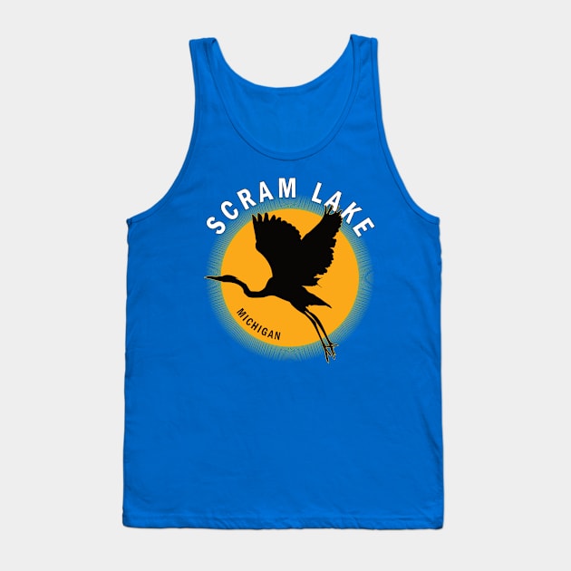 Scram Lake in Michigan Heron Sunrise Tank Top by BirdsEyeWorks